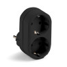 Adaptador doble schuko 2p+t 16a 250 v con entrada frontal, negro, blister