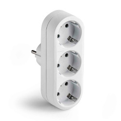 Adaptador triple 2p+t 16a 250 v con entrada frontal, blanco, blister