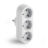 Adaptador triple 2p+t 16a 250 v con entrada frontal, blanco, blister