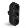 Adaptador triple 2p+t 16a 250v con entrada frontal, negro, blister