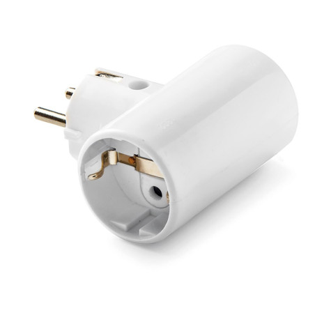 Adaptador doble 2p+t, 16a 250 v espigas 4,8 mm blanco