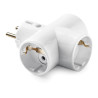 Adaptador triple schuko 2p+t, 16a 250 v, portacontactos en cerámica, reforzado, blanco