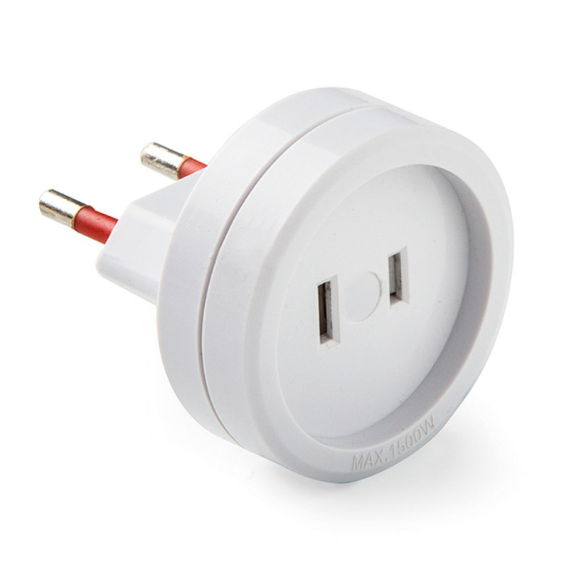 Adaptador europeo - americano, 6a 250 v, blanco