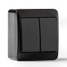 Doble conmutador estanco ip44, 16a 250 v, negro