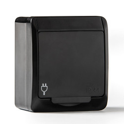 Base t/tl estanca, ip44 16 a 250 v, negro