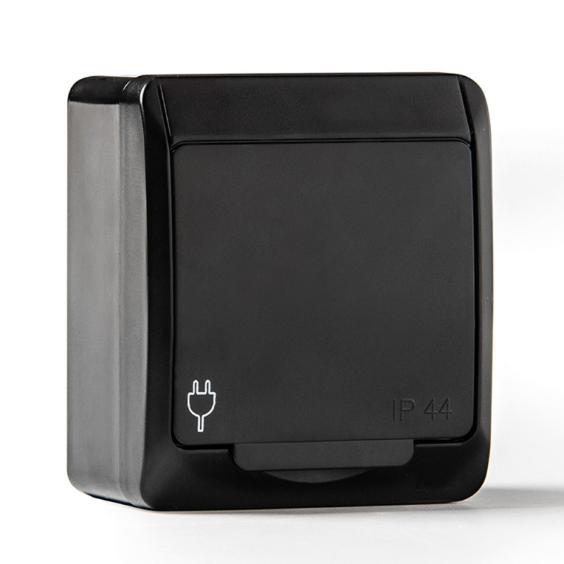 Base t/tl estanca, ip44 16 a 250 v, negro