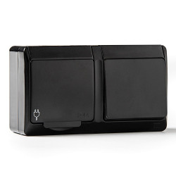 Conmutador + base estanca, ip44 16 a 250 v, negro