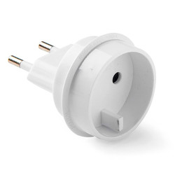 Adaptador europeo - universal, 10a 250 v, espigas 4 mm, blanco