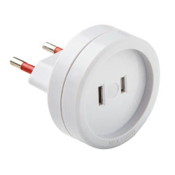 Adaptador americano - europeo, 10a 250 v, espigas planas, blanco