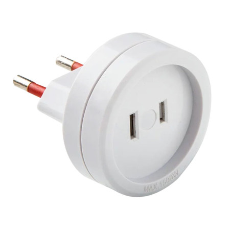 Adaptador americano - europeo, 10a 250 v, espigas planas, blanco