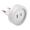 Adaptador americano - europeo, 10a 250 v, espigas planas, blanco