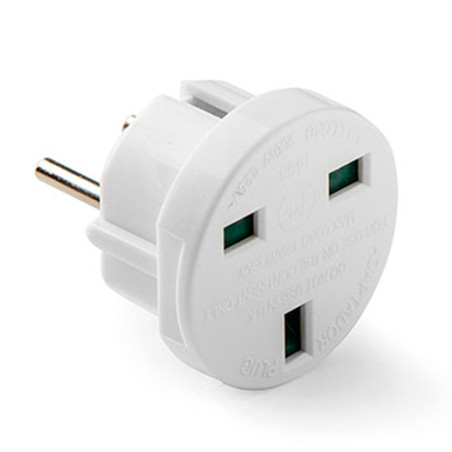 Adaptador europeo - inglés, 7,2a 1250 v, blanco