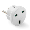 Adaptador europeo - inglés, 7,2a 1250 v, blanco