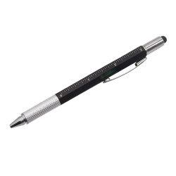 Bolígrafo 5 en 1, regla, nivel, mini destornillador x 2, goma capacitiva. ø10 x 145 mm