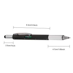 Bolígrafo 5 en 1, regla, nivel, mini destornillador x 2, goma capacitiva. ø10 x 145 mm