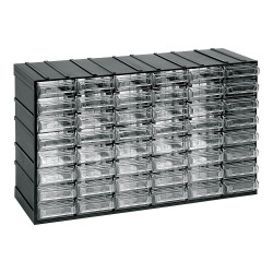 Cajonera modular con 48 cajones transparentes, 382 x 148 x 230 mm