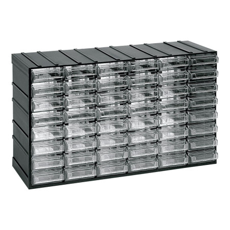 Cajonera modular con 48 cajones transparentes, 382 x 148 x 230 mm