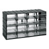 Cajonera modular con 16 cajones transparentes, 382 x 148 x 230 mm
