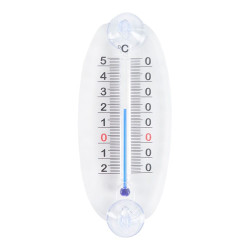 Termómetro de ventana, transparente con ventosa, 15 cm