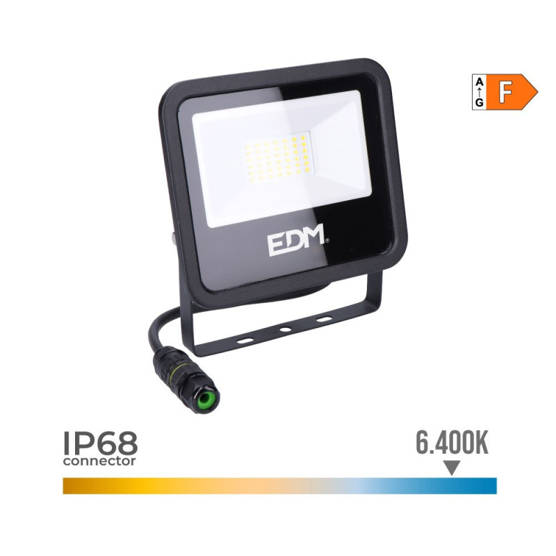 Foco proyector led 30 w 2370 lm 6400 k luz fría, black series, 15,8 x 2,9 x 13,5 cm