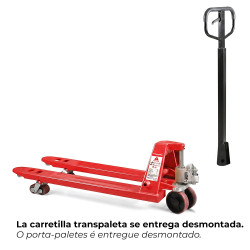 Carretilla transpaleta manual de 2,5 t, roja, 1150 x 550 mm
