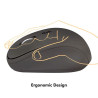 Ratón ergonómico, inalámbrico, 2,4 ghz, 1600 dpi, negro