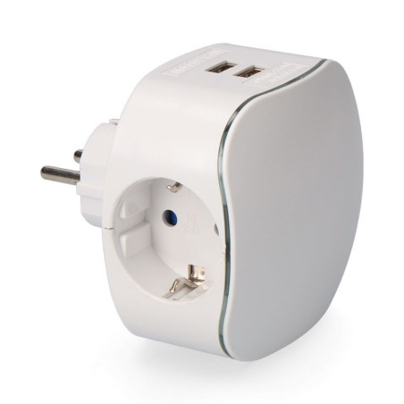 Adaptador triple schuko, 2 tomas usb 2100 ma, perfil iluminado (retractilado)