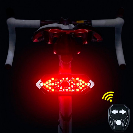 Luz trasera led con intermitentes y mando para bicicleta