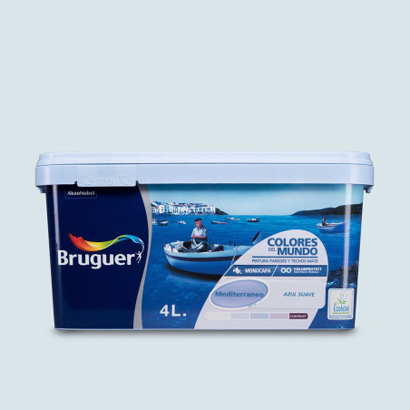 Pintura paredes y techos, color mediterráneo azul suave, 4 l