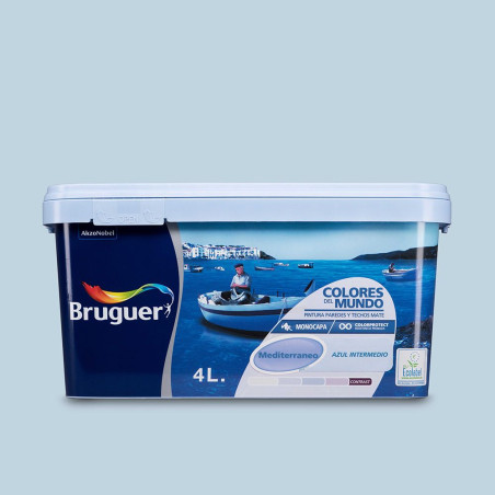 Pintura paredes y techos, color mediterráneo azul intermedio, 4 l