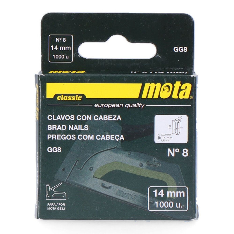 Clavo número 8, espesor 1,25 mm gg8, blister 1000 uds