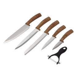 Juego de 5 cuchillos y pelador, 6 uds