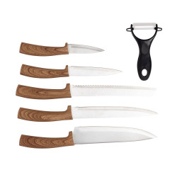 Juego de 5 cuchillos y pelador, 6 uds
