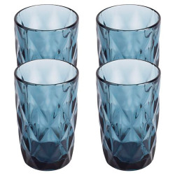 Vaso de cristal con relieve modelo aqua, 350 ml, 4 uds