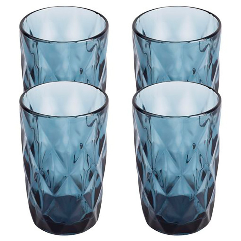 Vaso de cristal con relieve modelo aqua, 350 ml, 4 uds