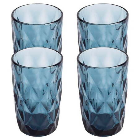 Vaso de cristal con relieve modelo aqua, 350 ml, 4 uds