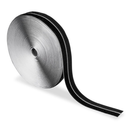 Rollo adhesivo de cierre de gancho y bucle, 20 mm x 25 m, negro