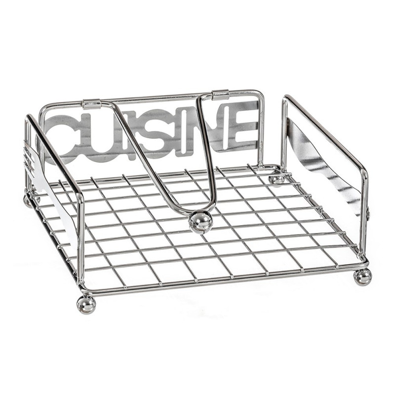 Servilletero cuisine de metal cromado 18,3 x 18,3 x 6,5 cm
