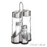 Set aceitera, vinagrera, salero y pimentero de cristal + tapón inox