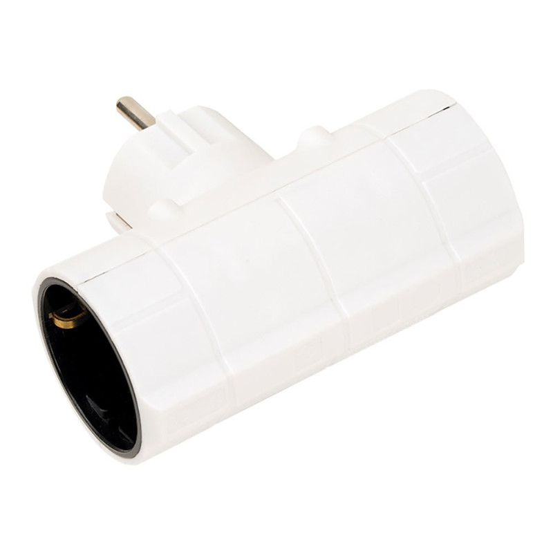 Adaptador doble lateral schuko 2p+t 16a 250v~, blanco