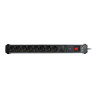 Base múltiple, 8 tomas, schuko 2p+t, 16 a 250 v~, 1,5 m cable, c/interruptor y prot. sobretensiones, aluminio