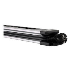 Base múltiple, 6 tomas, schuko 2p+t, 2 usb a+c, 16 a 250 v~,1,5 m cable, c/interruptor y prot.sobretensiones, aluminio