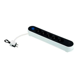 Base múltiple, 5 tomas, schuko 2p+t, 2 usb a/c, 16 a 250 v~, 1,4m cable, c/interruptor pie, bicolor, blister