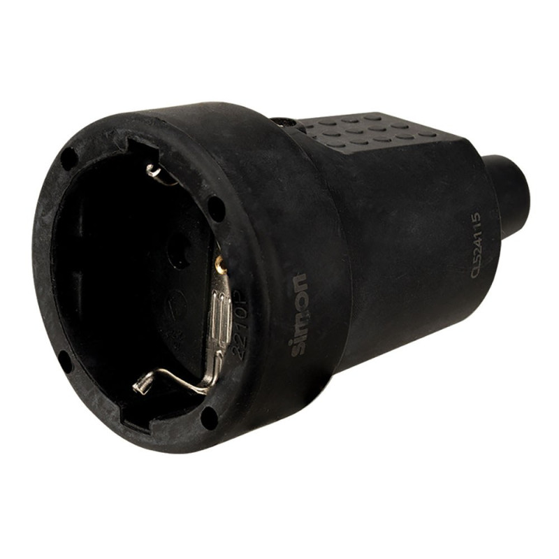Base aérea goma schuko 2p+t 16a 250v~, negra