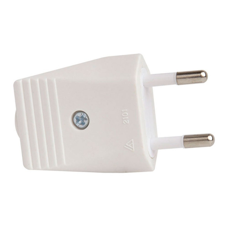 Clavija 2p europlug sin tierra 10a 250v, salida recta, blanca