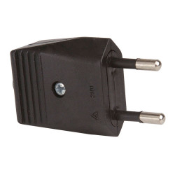 Clavija 2p europlug sin tierra 10a 250v, salida recta, negra