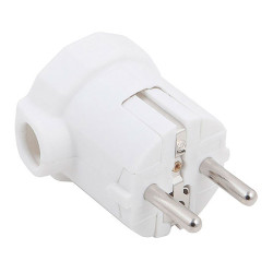 Clavija 2p+t, schuko, 16a 250v~, salida lateral, blanca