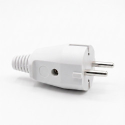 Clavija 2p+t schuko 16a 250v~, salida recta, blanca