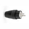 Clavija goma schuko 2p+t 16a 250v~, salida recta, ip54, negra, retractilada