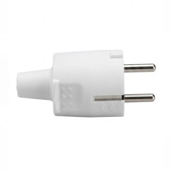 Clavija de goma, schuko 2p+t, 16a 250v~, salida recta, blanca